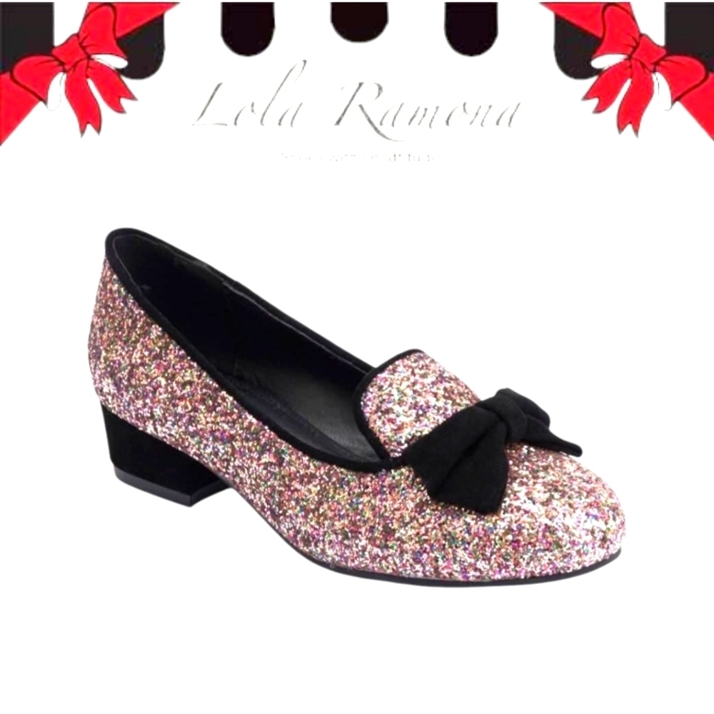 Lola Ramona Glitter Shoes with Bow - Multicolor